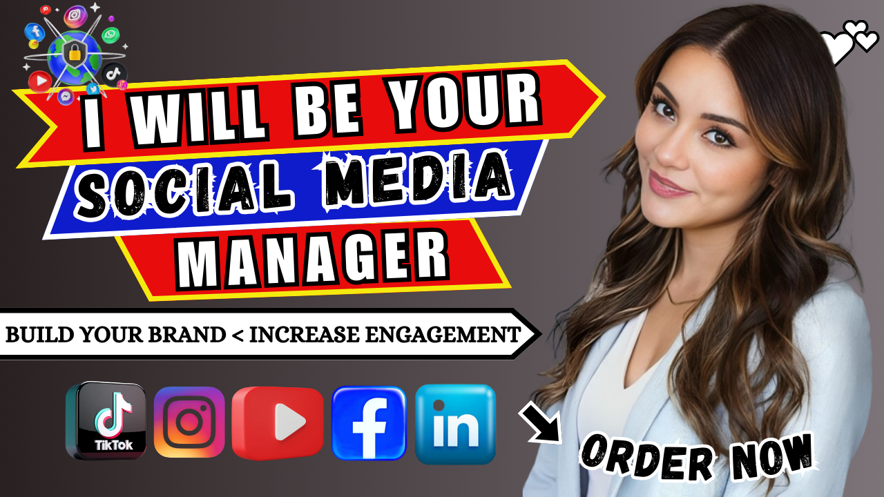 I will be your professional social media manager, monthly management