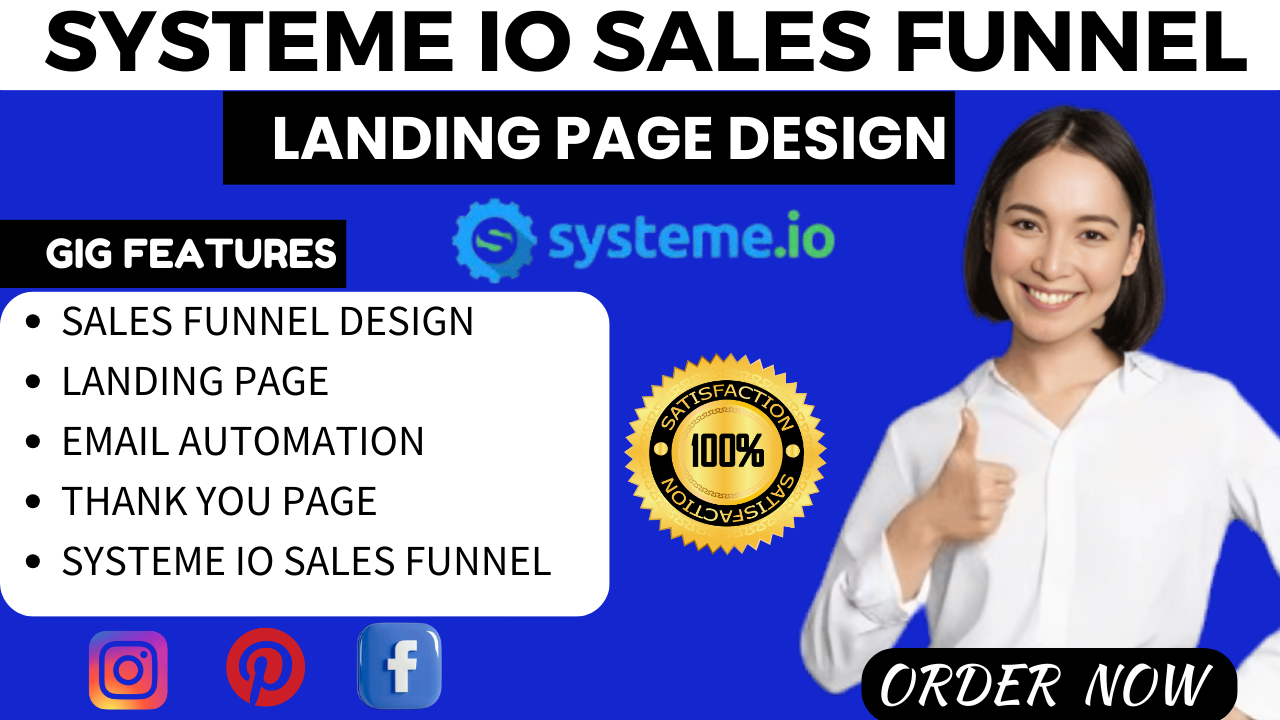 I will do systeme io sales funnel systeme io landing page clickfunnel landing page