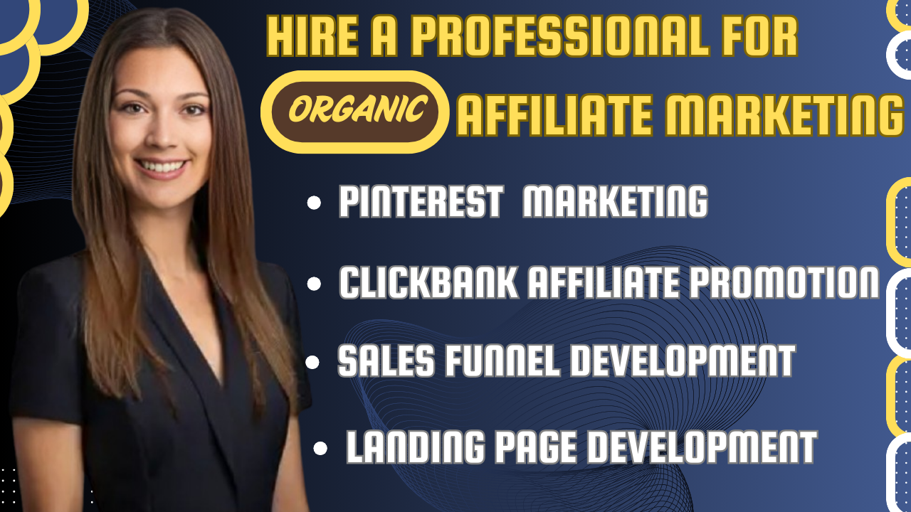 I will do clickbank affiliate promotion, pinterest affiliate marketing, sales funnel