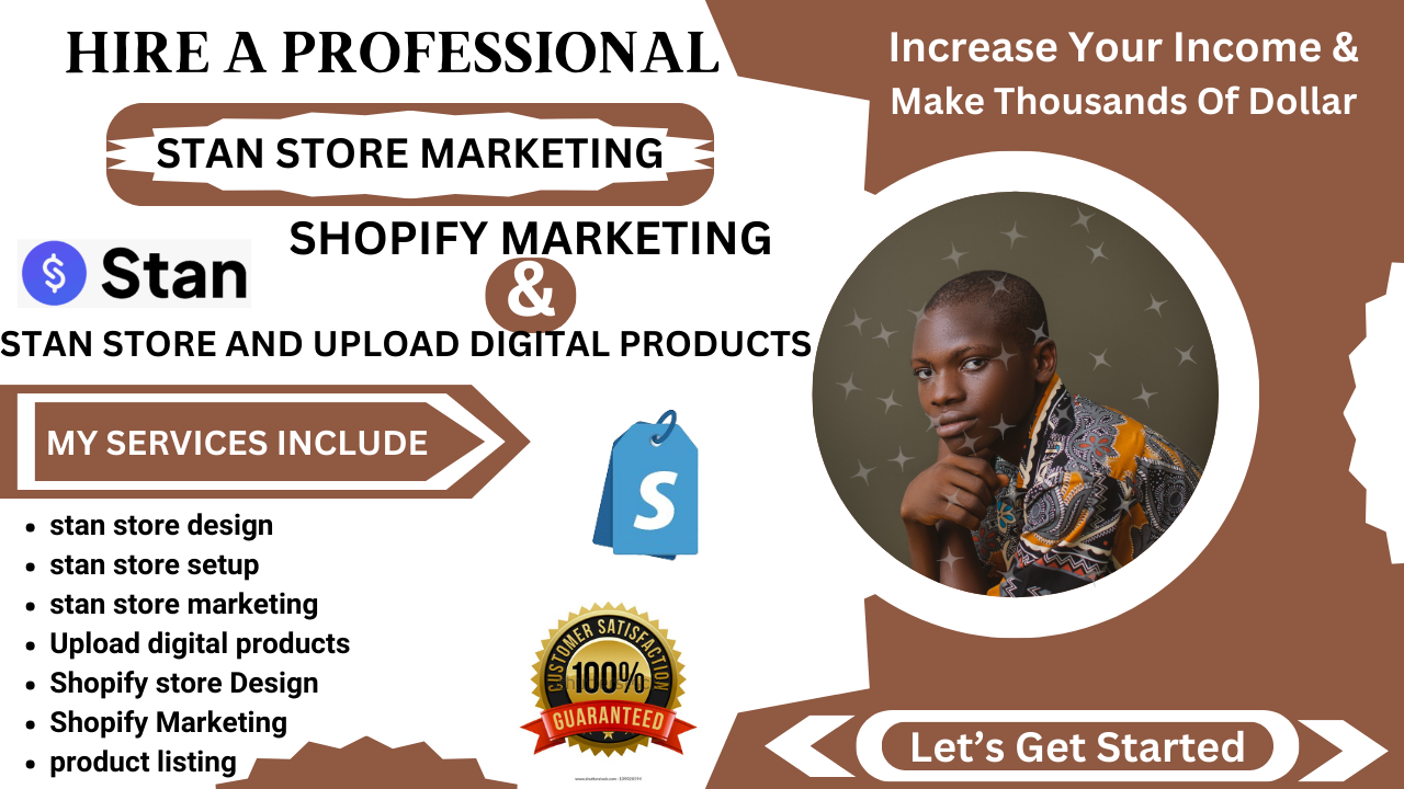 I will do your stan store marketing stan store design and uploads digital products