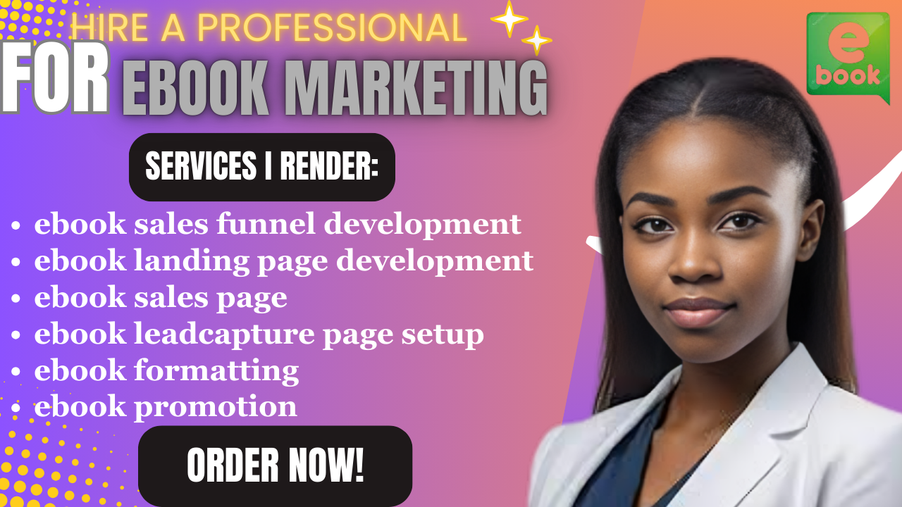 I will do ebook landing page, marketing sales funnel and do ebook promotion, book marketing