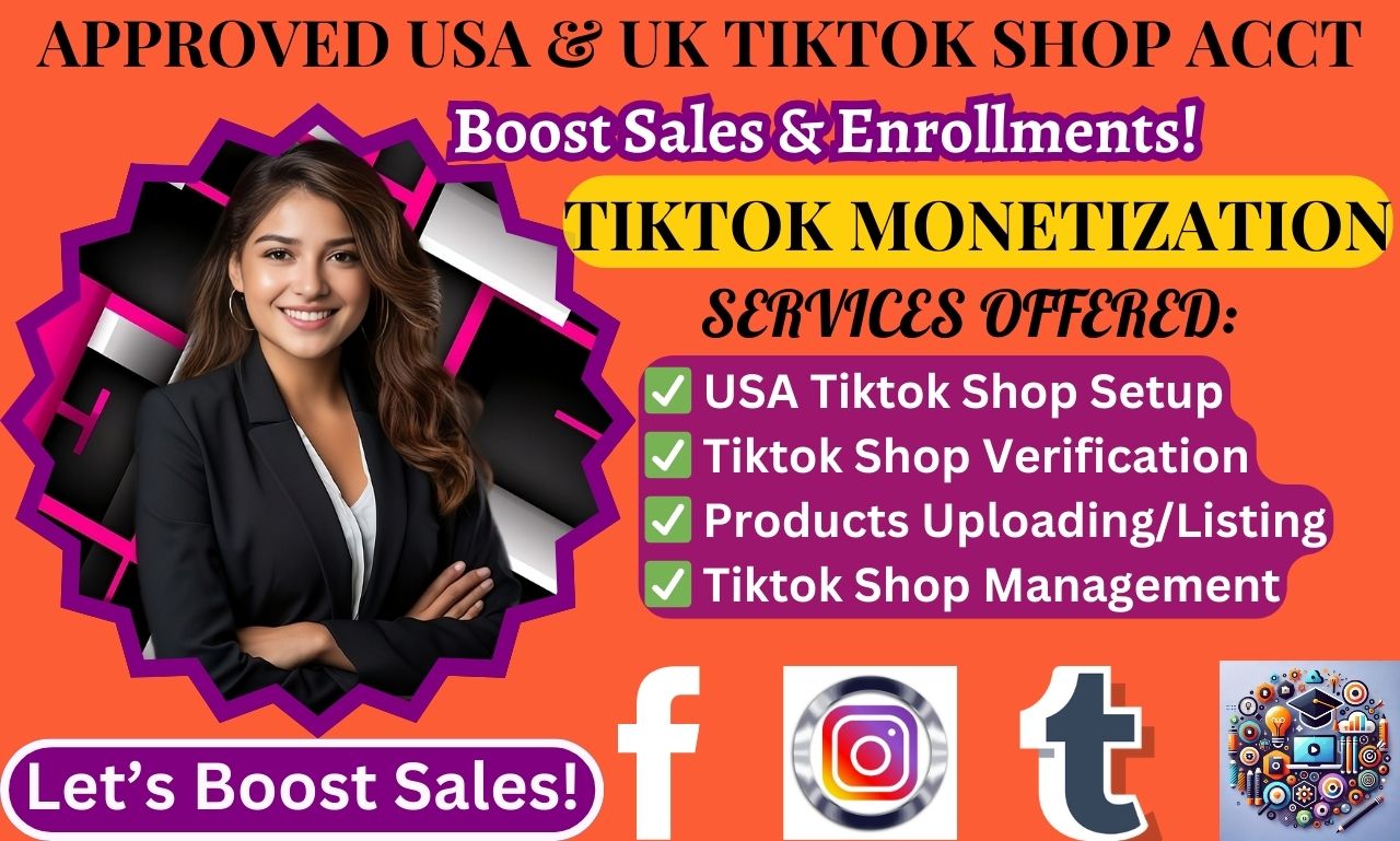 I will create usa tiktok shop account, setup high impact captivating usa tiktok shop