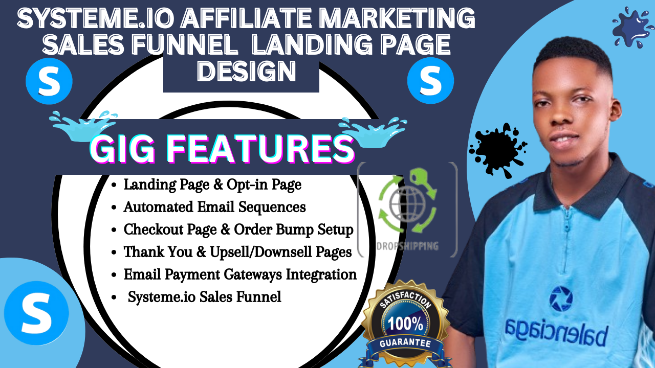 I will design systemeio affiliate marketing sales funnel systeme io sales funnel landing page