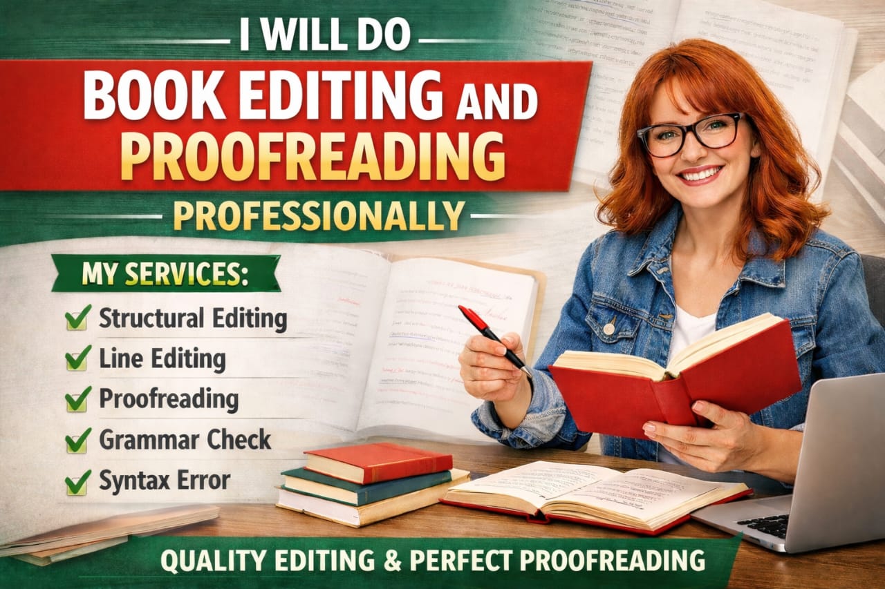 I will do book editing and proofreading professionally