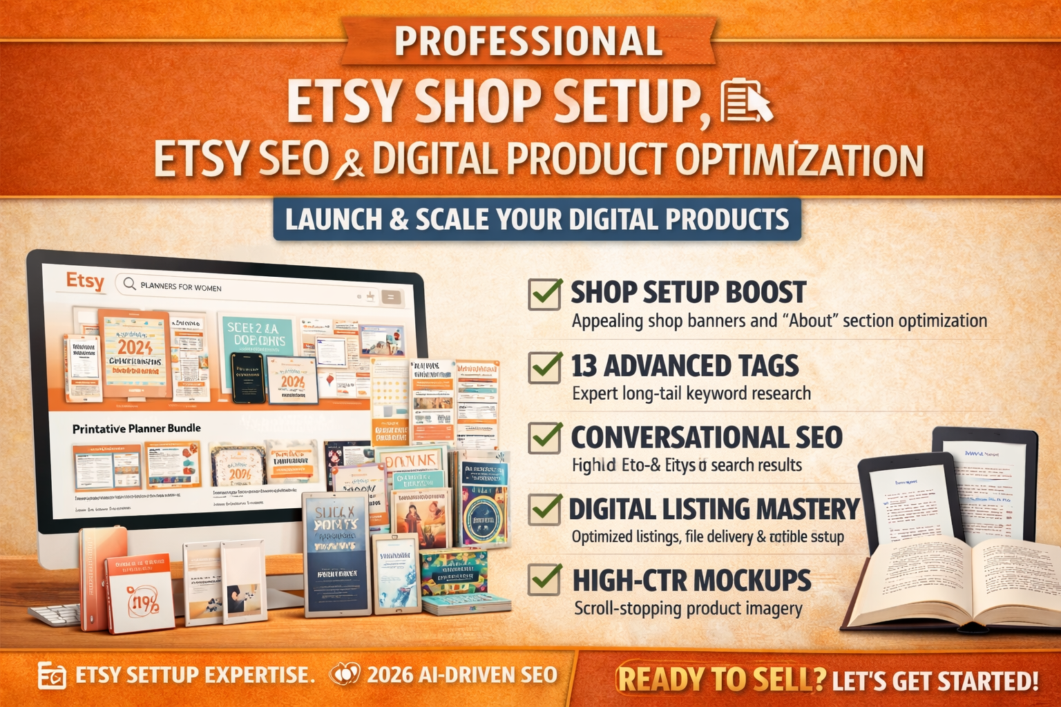 I will provide professional Etsy shop setup, Etsy SEO, and digital product optimization